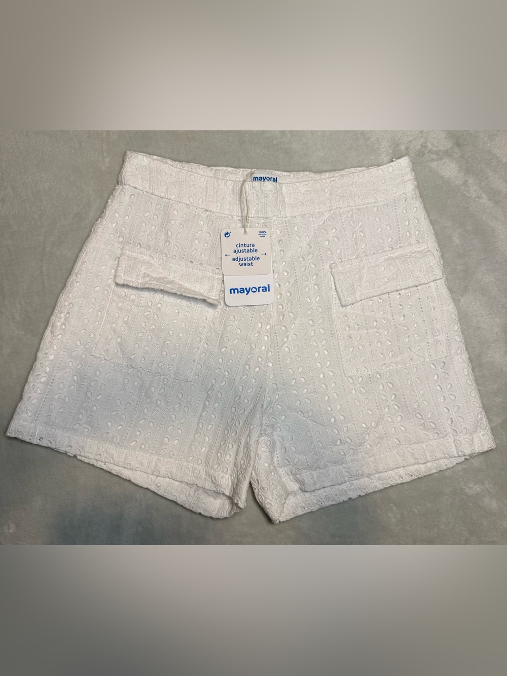 Mayoral NWT Girls White Eyelet Shorts sz 14